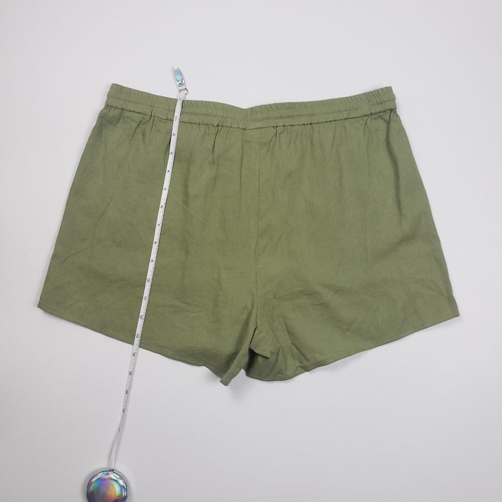 Andie Swim The Graciosa Short Women's Medium Ivy Green Linen Blend Tassel Ties - Picture 8 of 16